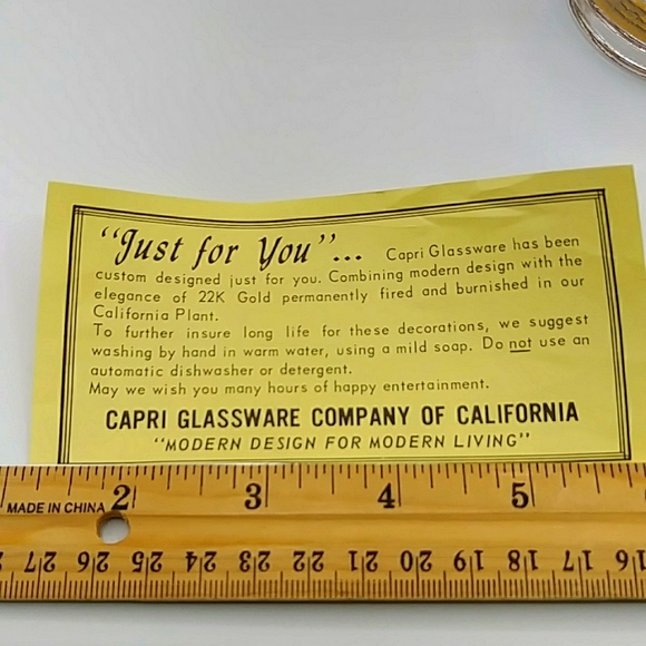 🏵️2x HP! 22K Gold Embossed Capri Glassware of California Highball glass 1946. - Picture 6 of 9